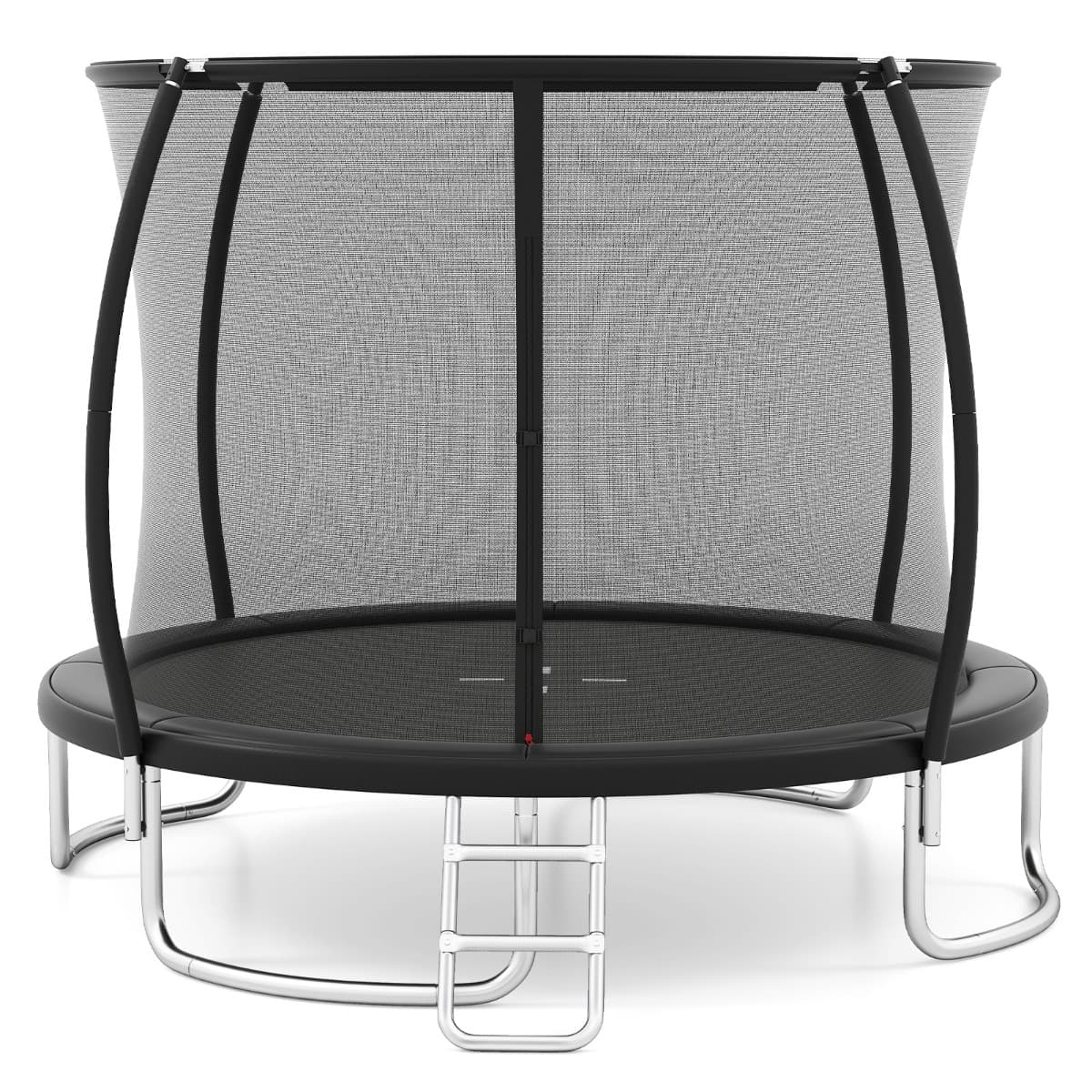 CostwayTrampoline Extérieur 366 CM Trampoline Récréatif Robuste avec Filet de Sécurité Échelle et Cadre en Acier Galvanisé Antirouille Noir