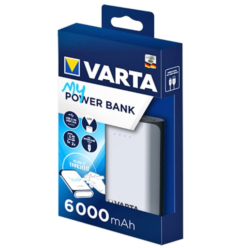 Varta Powerbank 6000mAh avec surface inscriptible comprenant un stylo et un modèle