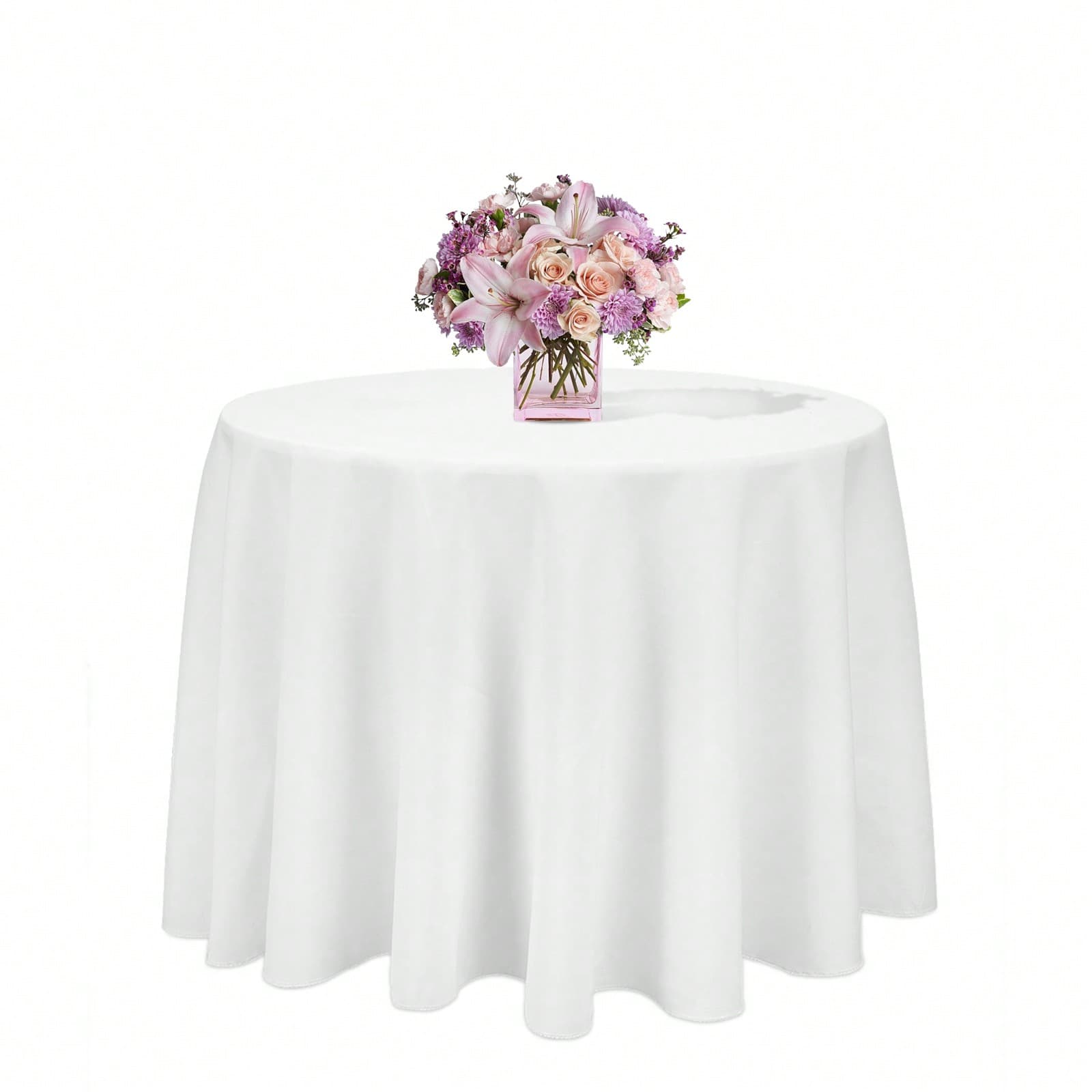 Nappe de table ronde blanche, lot de 1, protection contre les taches en polyester, faiblesse de la table pour la protection de la table, lavable, 90